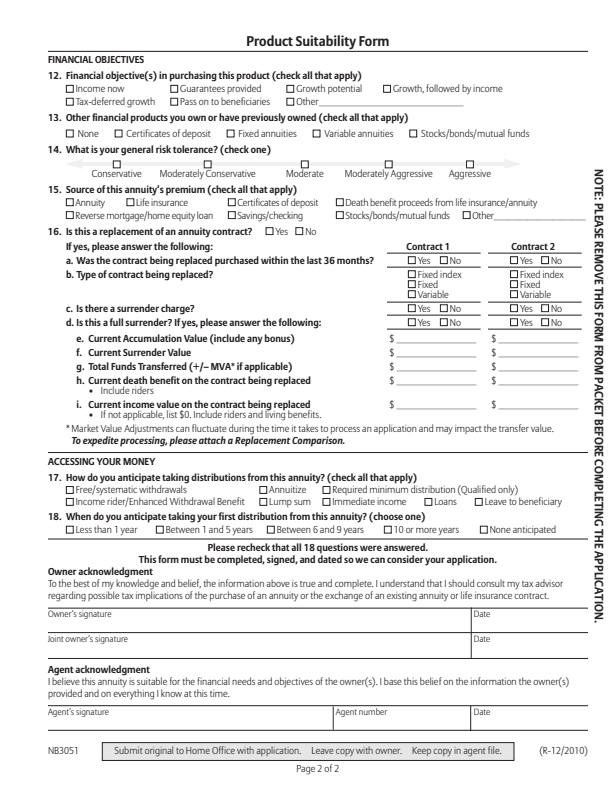 Product Suitability Form