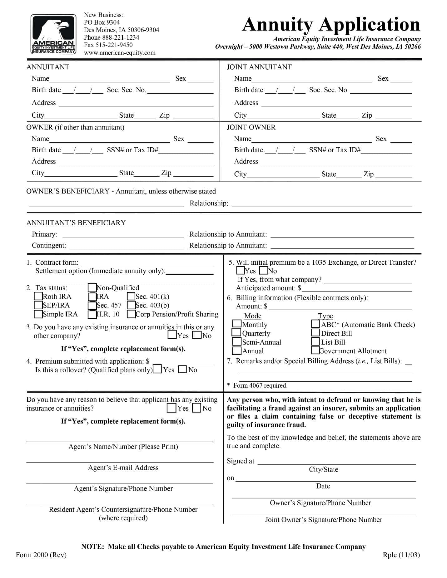 annuity application